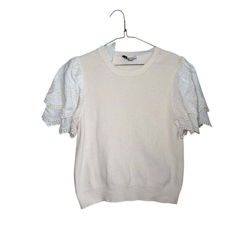 & Other Stories knit puff eyelet sleeve top Medium